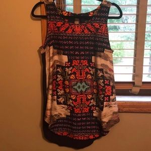 Navy Blue Patterned Anthropologie Tank